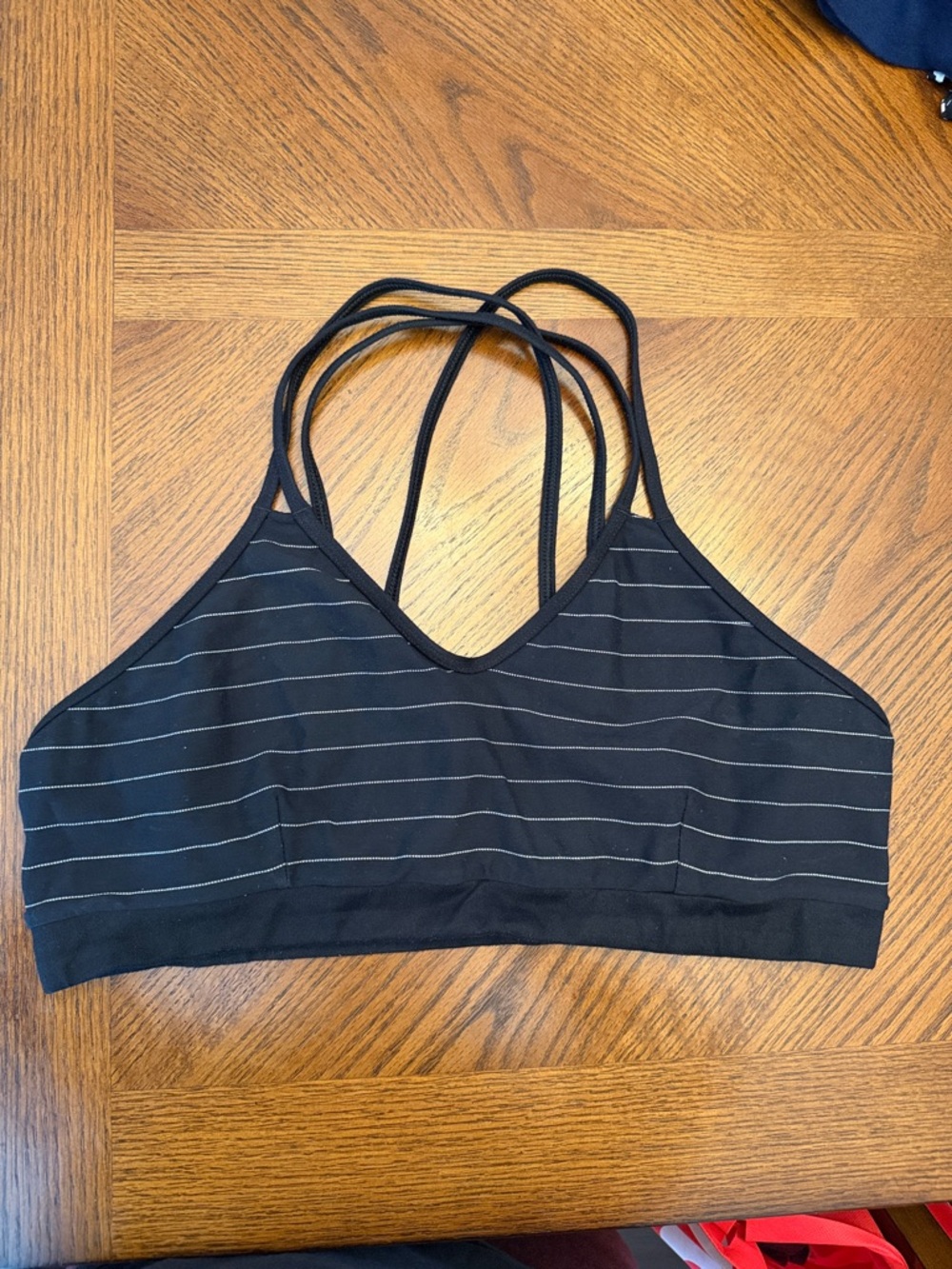 Black Striped Bralette with Crisscross Back - Women Intimates